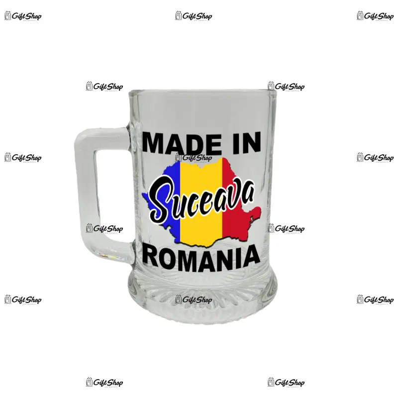 Made in suceava romania, halba cu mesaj